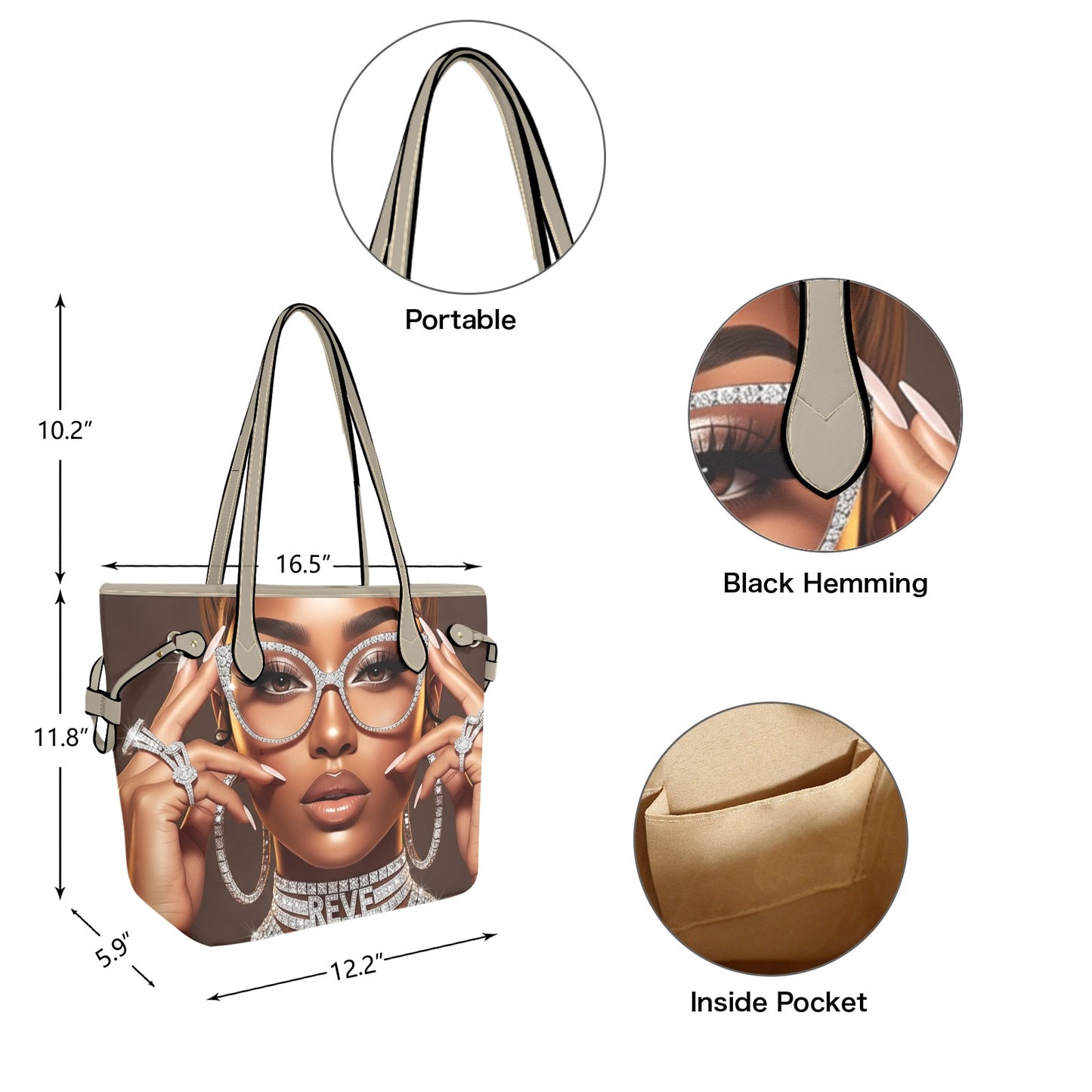 Custom PU Leather Tote Bag 👜✨(2-3 WEEKS)
